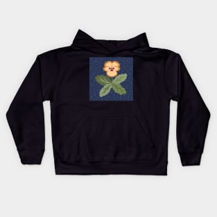 Minimalist pansy flower on classic navy blue Kids Hoodie